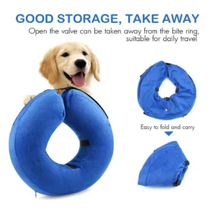Inflatable pet recovery collar soft Elizabethan dog cone adjustable foldable pet medical collar.