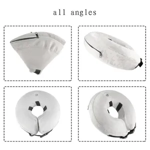 Soft plush inflatable pet recovery collar adjustable protective dog cone for grey