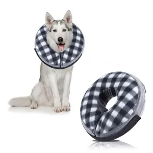 Inflatable Pet Recovery Collar Soft Plush Elizabethan Collar Adjustable Protective Neck Cone For Dogs Cats Healing Wounds