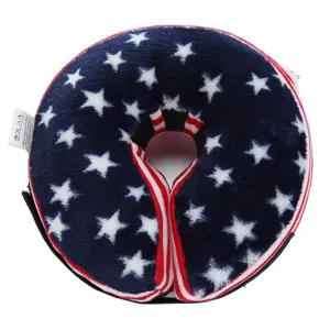 Soft plush pet recovery collar, comfortable Elizabethan cone for dogs and cats healing wounds.