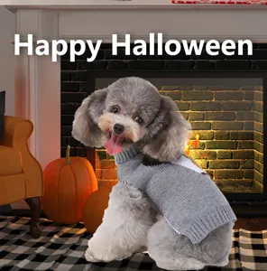 Pull chaud pour chien en tricot col haut vetement animal pour petits chiens automne hiver