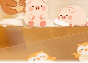 Cute PET die-cut stickers featuring lovely animal patterns for journal and phone case deco