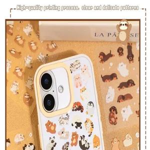 Cute cartoon animal pattern phone case with clear print, stylish and protective cover.