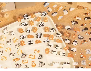 Cute PET sticker book featuring fluffy animal designs for journaling and phone case decor.
