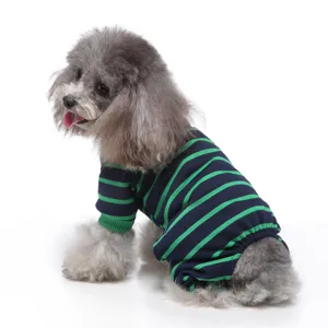 Stripe dog pajamas cute pet clothes soft cotton puppy jumpsuit homewear apparel for small dogs