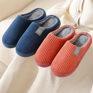 Winter Warm Baumwolle Hausschuhe Für Damen Herren Paare Indoor Dicke Sohle Rutschfest Plüsch Heimschuhe