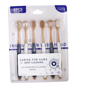lot de 6 brosses à dents tête large poils souples nettoyage en profondeur hygiène