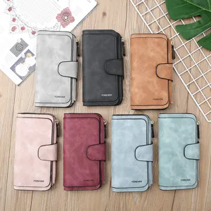 Women Long Wallet Matte PU Leather Multi Function Clutch Purse Large Capacity Card Holder Elegant Coin Purse Solid Color Chic Handbag