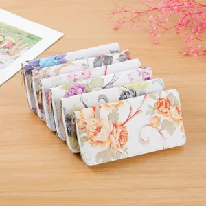 Women Long Clutch Wallet Rose Floral Printed Zipper Handbag Phone Purse Card Holder Wristlet Wallet