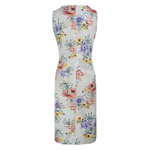 Women sleeveless floral printed dress summer casual elegant fashion slim midi party dress