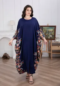 Plus size floral maxi dress, loose comfortable long kaftan dress for women daily wear.