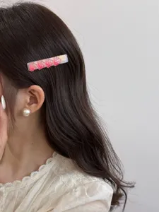 Style coréen mignon rose paillettes résine ours barrette à cheveux fille accessoire détail