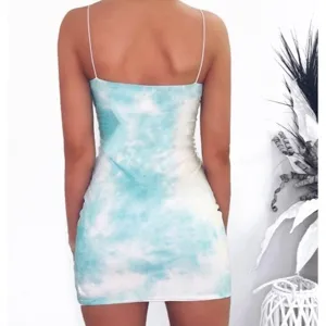 Sexy tie dye slip dress for women summer sleeveless bodycon mini dress party club wear