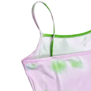 Sexy tie dye camisole dress detail, summer sleeveless stretch strap dress for women.