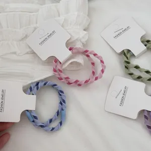Candy-colored braided hair ropes with high elasticity, cute twill hair ties for girls.