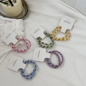 Candy color braided hair ties 2 pack elastic hair bands cute hair accessories