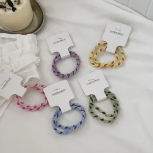 Candy color braided hair ties rubber bands set, elastic hair accessories women girls, 2 pcs.