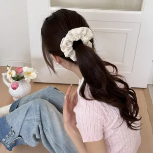Korean floral scrunchie for women hair tie high quality hair accessories detailed view