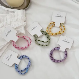 Sweet Candy Color Braided Twist Hair Ties High Elastic Ponytail Holder Fabric Handmade Hair Bands For Women Teens Daily Decoration