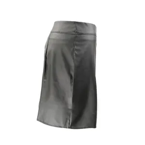 Black high waist PU leather short skirt detail view, sexy mini skirt for women fashion.