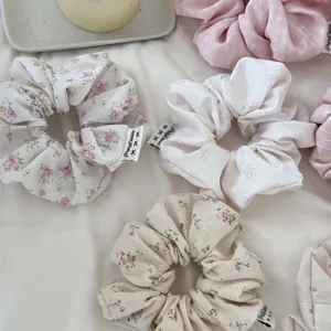 Korean style pink floral scrunchies hair ties for women cute hair accessories new