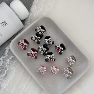 Mini rhinestone cherry hair claw clips cute small hair accessories for women and girls styling