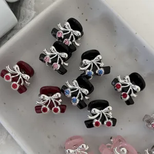 Mini rhinestone cherry hair claw clips cute bow hair accessories for women and girls styling