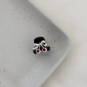 Mini rhinestone cherry hair claw clip cute black hair accessory for daily styling hair