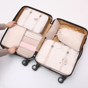 Set de Sacs de Rangement de Voyage Organisateur de Bagages Imperméable Cubes d'Emballage Trousse de Toilette Accessoires de Voyage