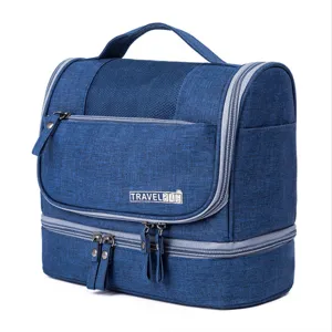 Waterproof hanging cationic travel toiletry bag, multi-layer cosmetic storage bag for outdoor use.