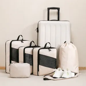 Compressible Travel Storage Bag Set Luggage Organizer Diamond Lattice Compression Clothing Sorting Bag Portable