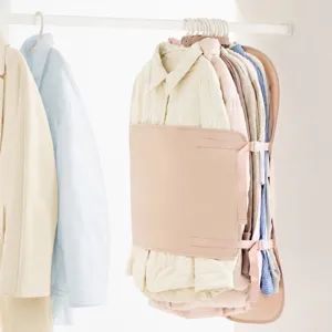 Borsa di Conservazione a Compressione per Vestiti Sospesa Organizer per Guardaroba Pieghevole Copertura Antipolvere Borsa per Indumenti in Tessuto Per Cappotto Piumino