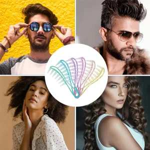 Glitter hair comb wide tooth hair styling tool fish bone comb for men women daily hairdressing