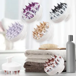 Brosse de shampooing massage du cuir chevelu en silicone poils doux pour laver les cheveux