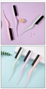 Boar bristle teasing brush edge control comb triple row hair styling tool 3pcs set