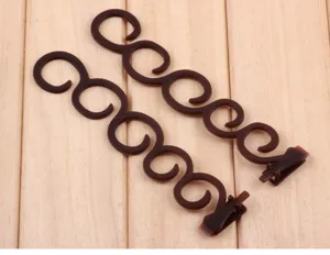 Ensemble d outil de tressage de cheveux marron aide de coiffure en forme de S pour femmes
