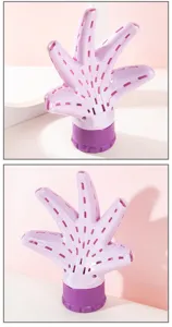Difusor de secador de pelo en forma de mano, boquilla de plástico rosa para salón y rizos voluminosos.
