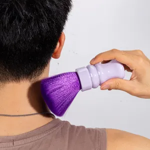 Professional hair neck duster brush with soft purple bristles and ergonomic handle for salon home use