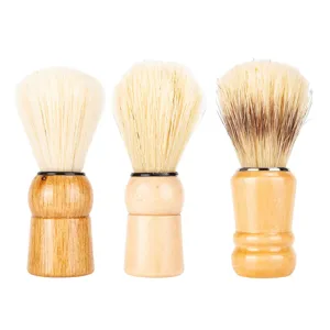 Houten handvat heren scheerkwast set, professionele gezichtshaar schuimende tool voor dagelijks.