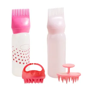 Conjunto de botellas aplicadoras de peine raiz con cepillos de masaje para el pelo.