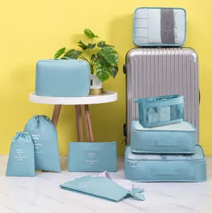 9-teiliges Reise-Organizer-Set Packtaschen für Koffer Kleidung Aufbewahrungstaschen blau.
