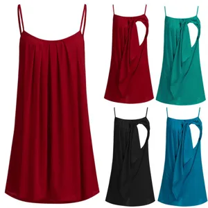 Women Maternity Nursing Tank Top High Elasticity Breastfeeding Camisole For Pregnant Women Solid Color Comfortable Sleepwear Top