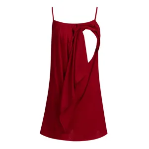 Comfortable stretch spaghetti strap nursing camisole, soft red maternity top for daily wear.