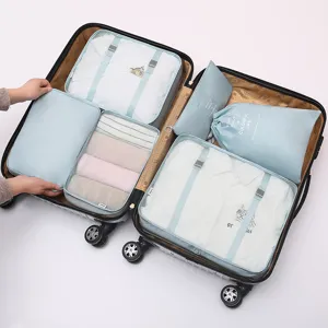 Reise-Organizer-Taschen 6er-Set Koffer-Packtaschen für Kleidung Reisezubehör tragbar.