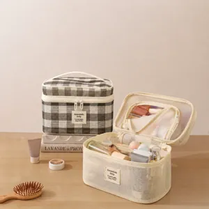 Tragbare Mesh Kosmetiktasche Reise Kulturbeutel Multifunktional Wasserdichte Make-up Tasche Handtasche für Damen