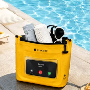 IPX7 Waterproof Dry Bag Floating Beach Bag with Touch Screen Phone Window Yellow Main