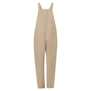 Women casual solid color overall jumpsuit loose straight long pants comfortable daily wear