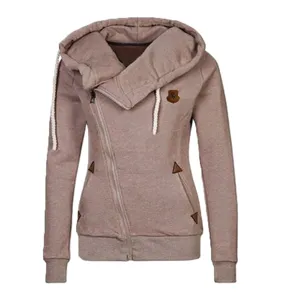 Women Asymmetrical Zip Up Hoodie Cowl Neck Long Sleeve Casual Sweatshirt Fashion Outerwear