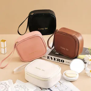 Waterproof PU Leather Mini Cosmetic Bag Portable Sanitary Napkin Storage Pouch Travel Makeup Organizer Cute Handbag For Women Daily Use