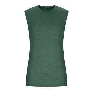 Ανδρικό μονόχρωμο αμάνικο T-shirt casual fitness μυς φανελάκι σκούρο πράσινο καλοκαίρι.